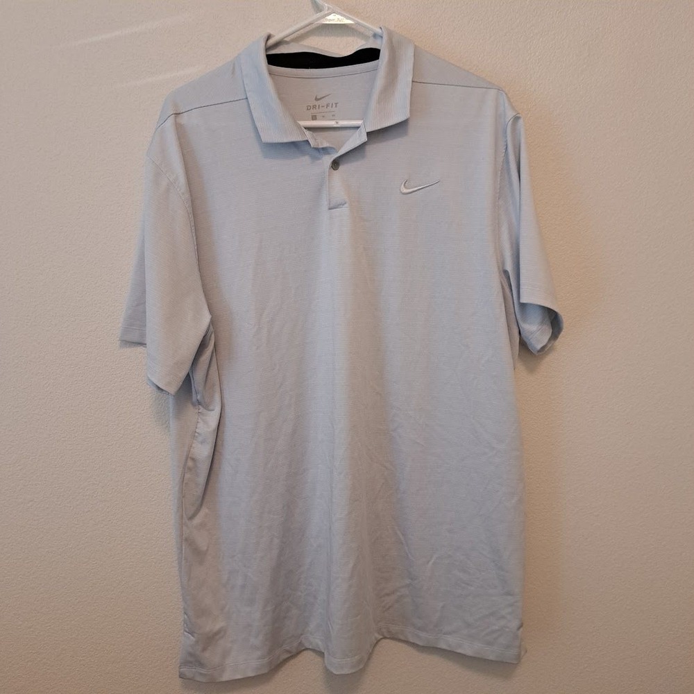 Nike Dri-FIT Mens XL Gray Micro Stripe Golf Polo Shirt Short Sleeve 445591-324